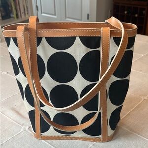 Maxx New York Black and Cream Polka Dot Tote